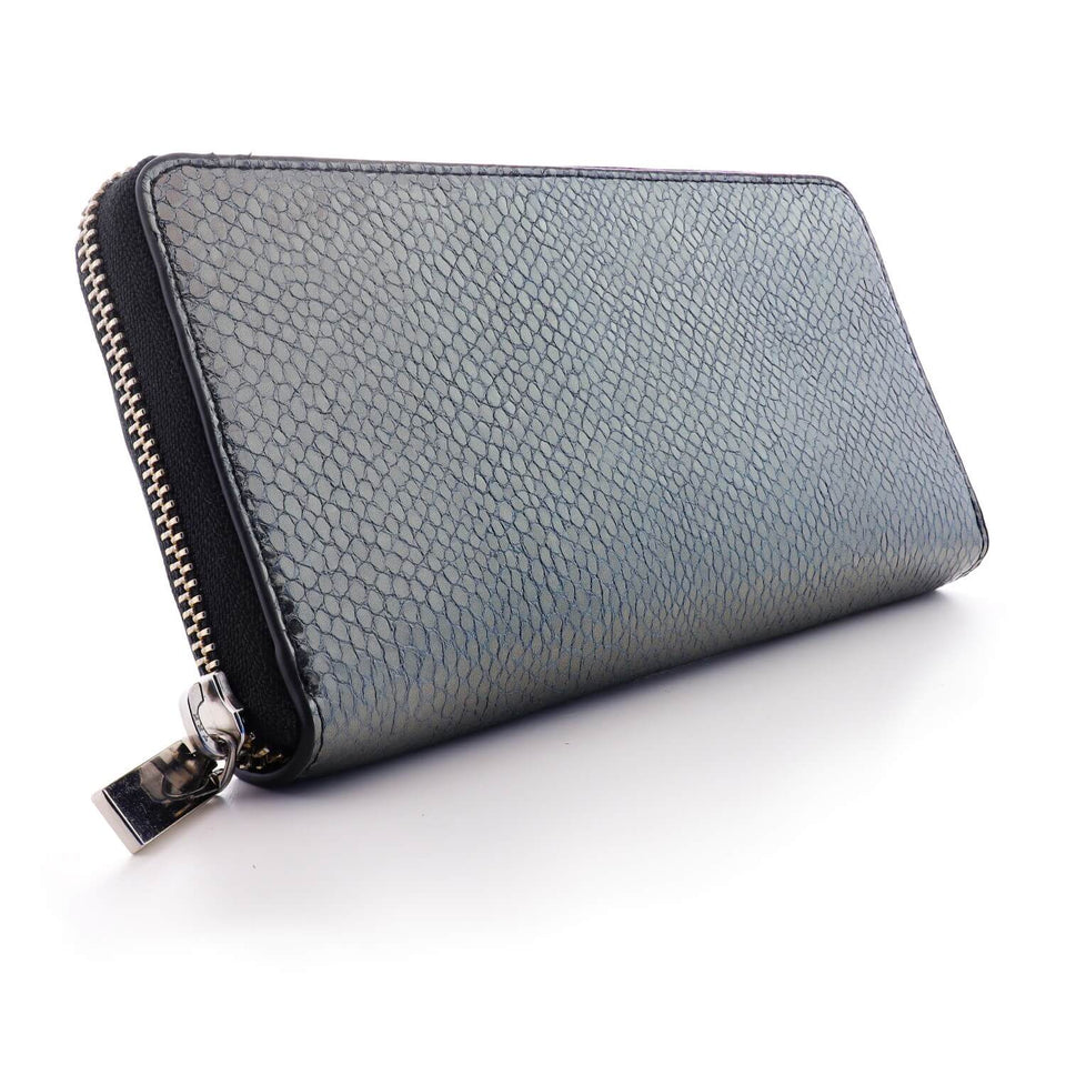 Women's Leather Zip Around Clutch Wallet - Dark Silver - Color Vibes - COLDFIRE